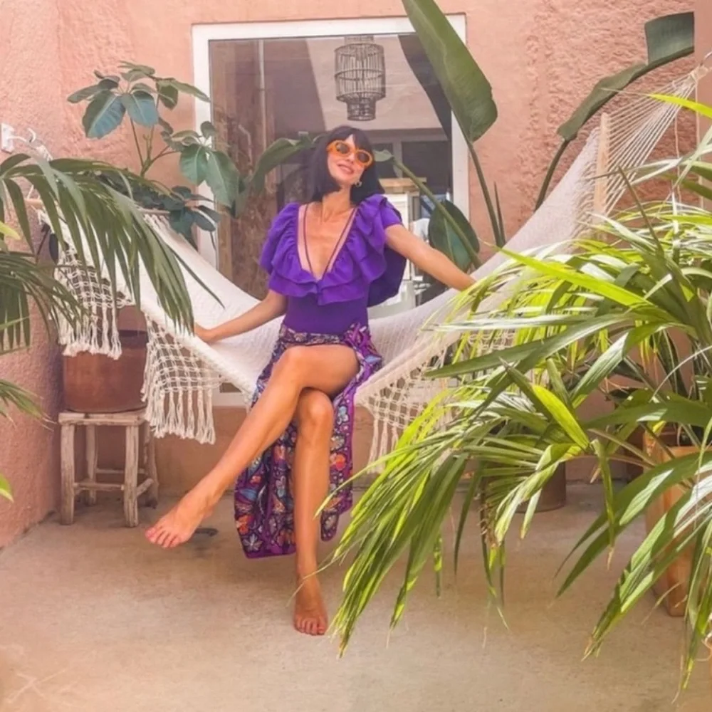 {Zara} Brand New Purple Ruffle One Piece Swimsuit